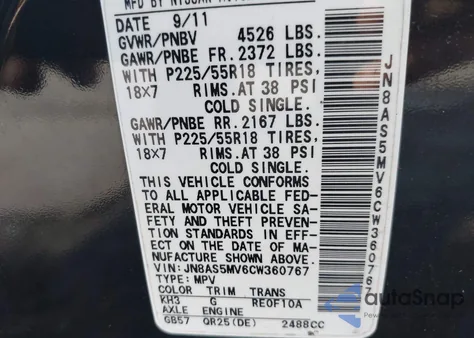 2012 Nissan Rogue Sv W/Sl Pkg from USA, damaged, VIN JN8AS5MV6CW360767
